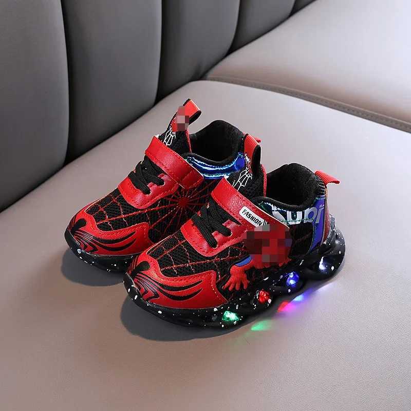 Boys LED shoes autumn childrens grid casual sports shoes breathable light blue sports shoes sports shoes size 23-32 W250407