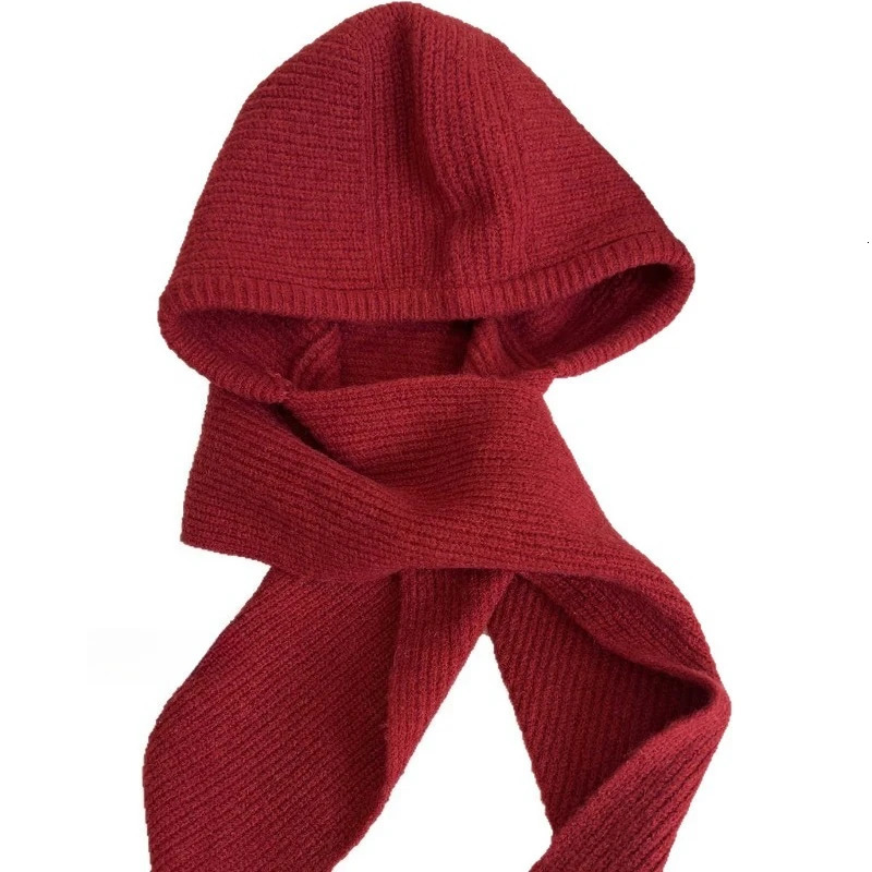 1pc Women Hooded Scarf Cape Balaclava Hatoutdoor Winter warm Knit WrapAround Neck WarmerSuitable For Daily Wearhoildaytralve 251107