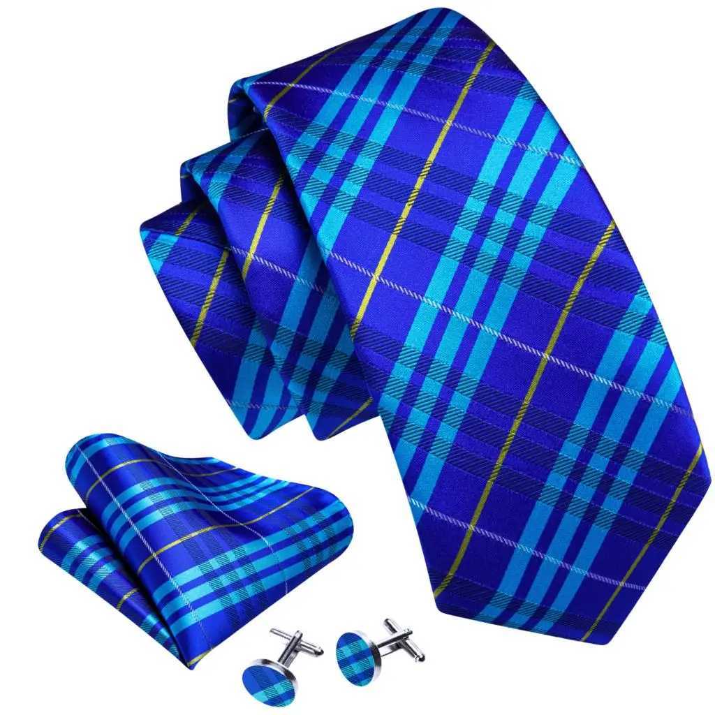 Barry. Plaid Silk Men Tie Hanky Cufflinks Set Checked Jacquard Necktie for M Formal Casual Wedding Business Party nts X250407