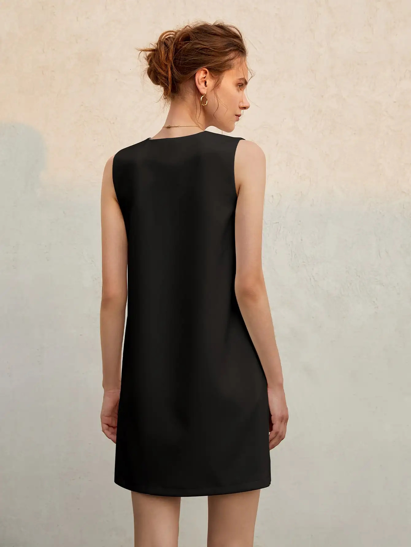 Summer French sleeveless shift dress Womens Haute Couture loose slimming mini sundress 250407