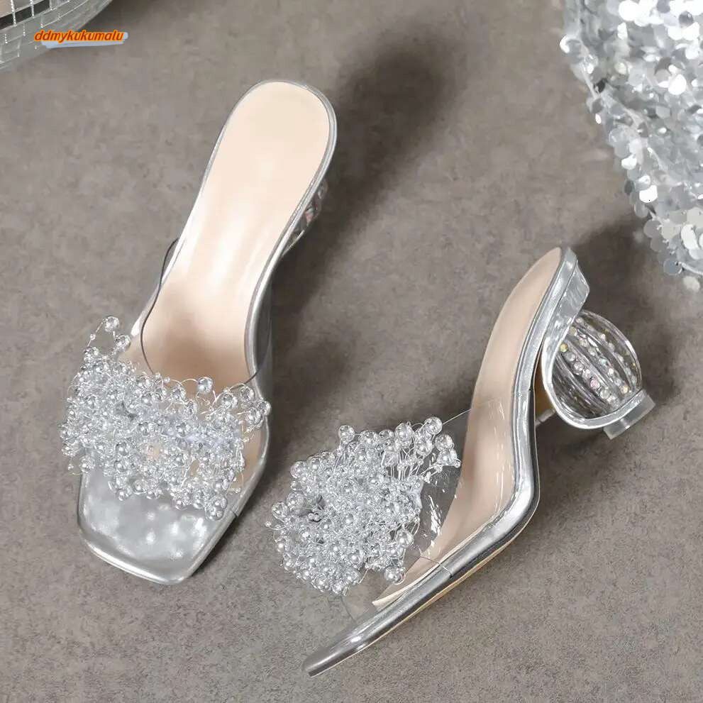Aneikeh 2025 New Women's Water Dia wer Sandals with Transparent Thick Bottom Party Dress PVC Slippers Mules High Heels ddmykukumalu