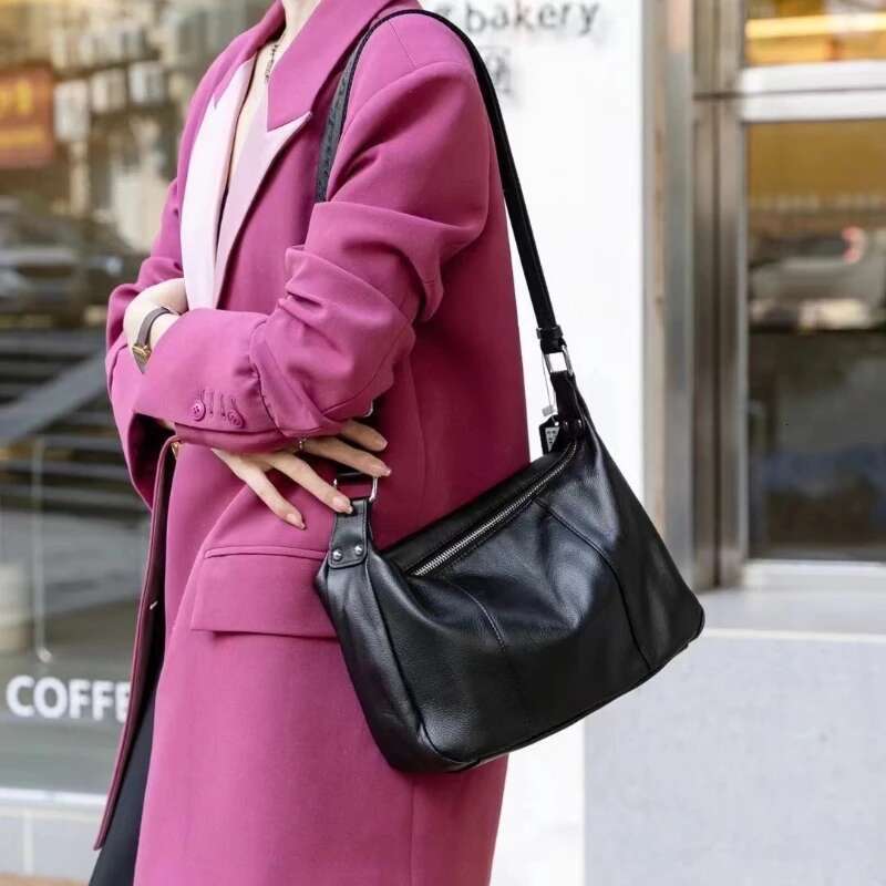 Ladies' High Quality Genuine Shoulder Versatile Natural Cowhide Crossbody Bag Women's Casual Leather Handbag
