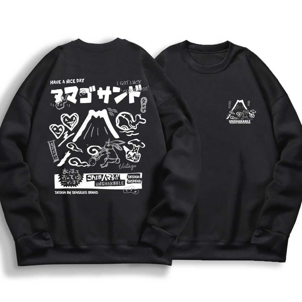 Volcano Rabbit American Harajuku Cartoon Mens Womens Wool Loose Hoodie Hip Hop Pulling Over Loose Harajuku Hoodie W250408