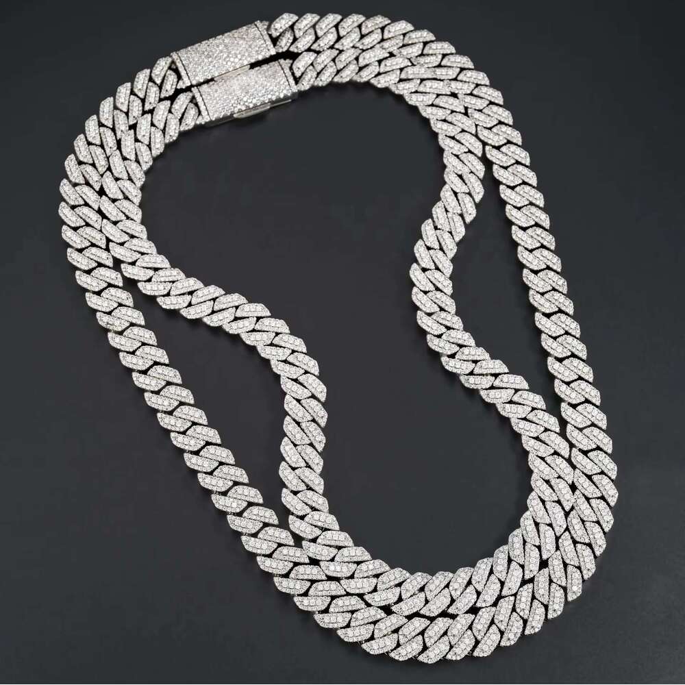 S sier pyroxene necklace Cuban bracelet personality 13mm hip-hop style collarbone neck