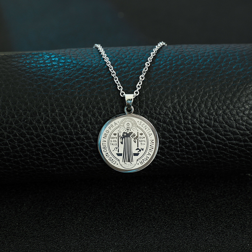 Benedict's Exorcist Saint Stainless Steel Pendant Personalized God Round Brand Trendy Necklace