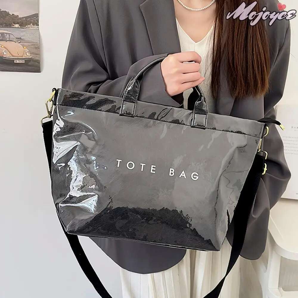 Women Top-Handle Bags Waterproof Tote PVC Kraft Handbag Large Capacity Casual Crossbody Bag Daily Work Shopping Travel Pack