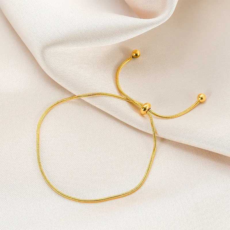 Stainless Steel Adjustable Anklet for Woman Round Snake Chain Pull-Out Anklet Button Birthday Gift Jewelry On Foot Wholesale Z250408