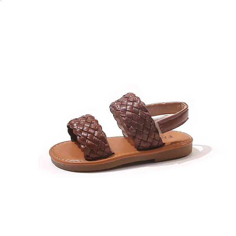Girls Sandals Toddler 2025 Spring Summer Childrens Open-toed Soft-soled Beach Woven Shoes Baby Fashion Princess Shoes 250408