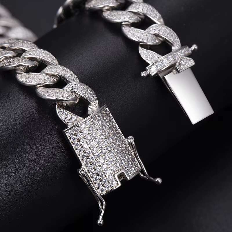 Sier handmade ice crystal jewelry, moissanite necklace chain