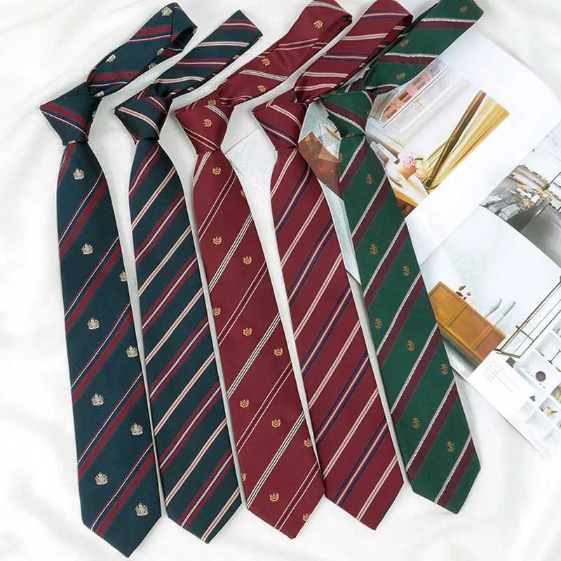 Korean JK Necktie Simple Plaid Neckwear Striped Neck Tie Clothes Accessories Cravat Uniform Bow Tie Wen Men Wedding Neckties X250407