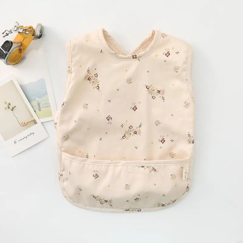 4XFE Baby Drool Bib Burp Cloth with Pocket Bag Sleeveless Waterproof Feeding Cloth 250408