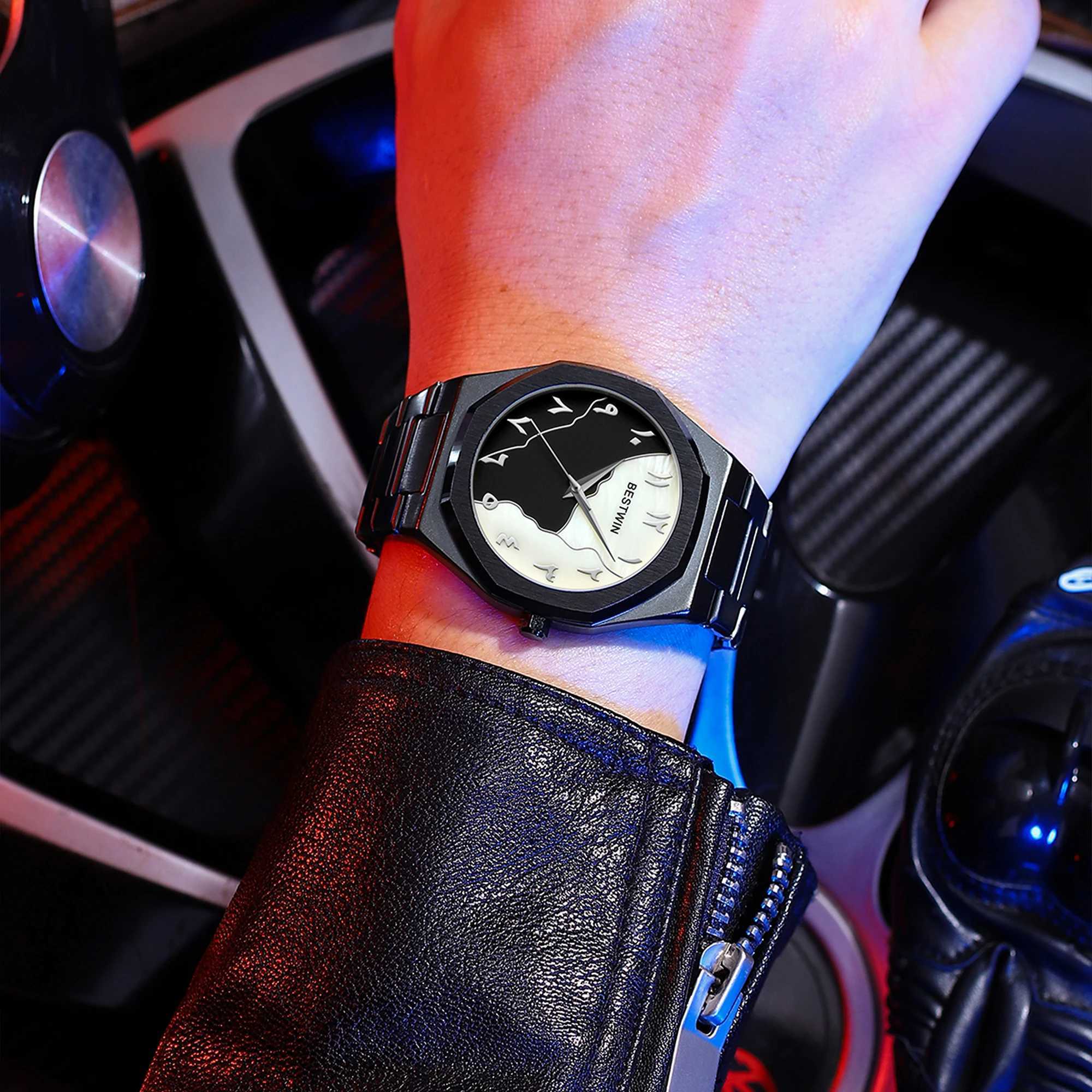 Luxury Fashion Mens Case Dial Business Office Mens Watch Waterproof Stainless Steel Strap Round Dial Mens Quartz Watch Y250407