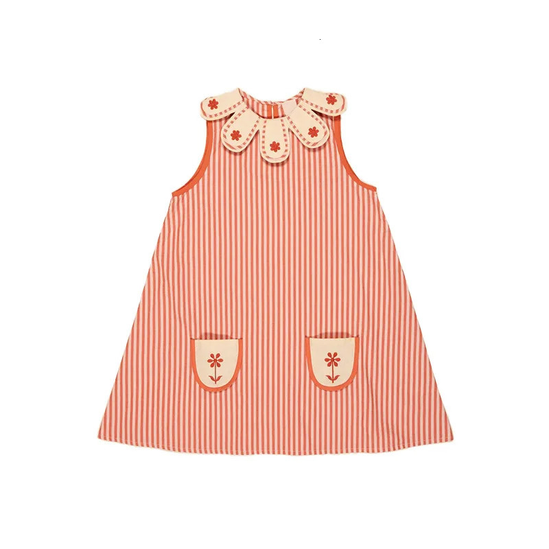 Korean Childrens Clothes Girls Dress 2025 Spring Summer Baby Girl Floral Printed Embroidered Short Sleeve Princess Dresses 250408