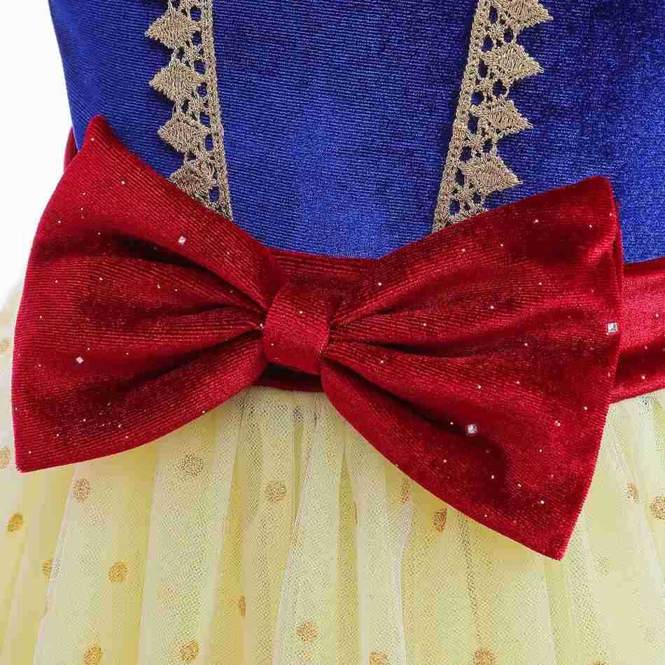 Disney Childrens snow-white dress girls velvet bow princess costume luxurious Halloween role-playing costume fantasy ball dress fairy costume X250408