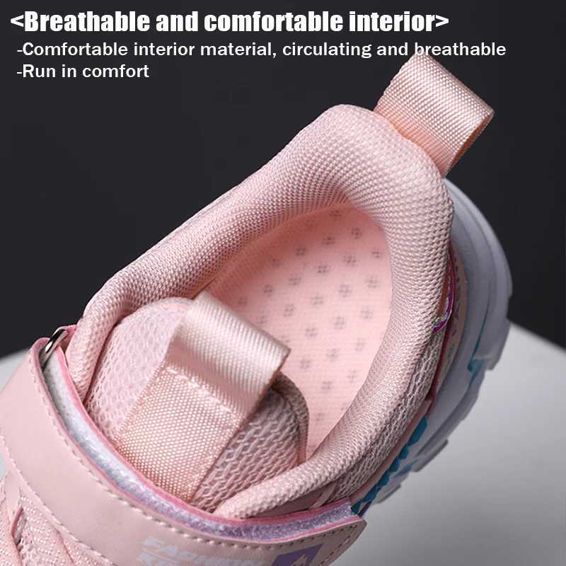Cute girl pink sports shoes outdoor breathable mesh flat sports shoes fashionable childrens leisure school walking shoes anti slip W250407
