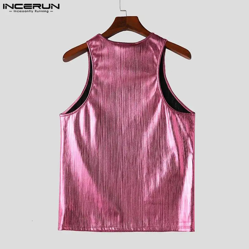 INCERUN Tops American style mens sparkling fabric knitted Desian vest casual style selling sleeveless vest S-5XL 250402