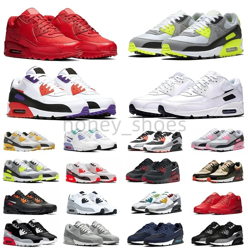 Classic 90 Mens Running Shoes OG Triple White Black UNC Wolf Grey Polka Dot Infrared Supernova Total Orange Lahar Escape Hyper Grape Royal 90s Women Sneakers