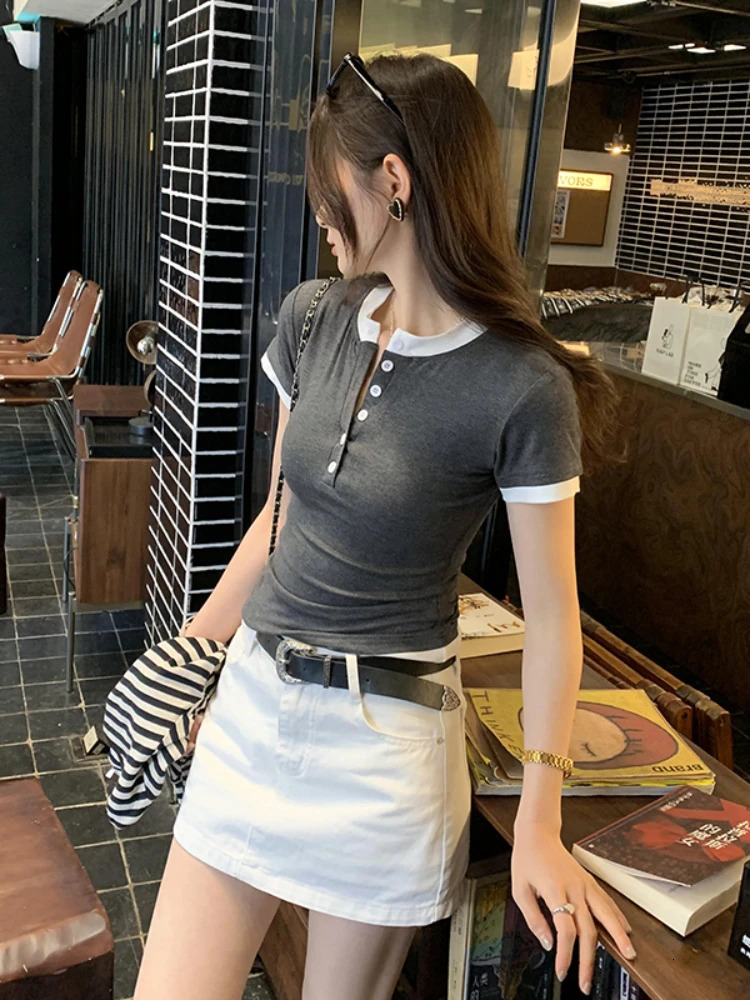 Summer womens T-shirt womens clothing top T-shirt womens crop top T-shirt Y2k Para Mujer Ropa De Mujer Roupas Feminina Traf 250402