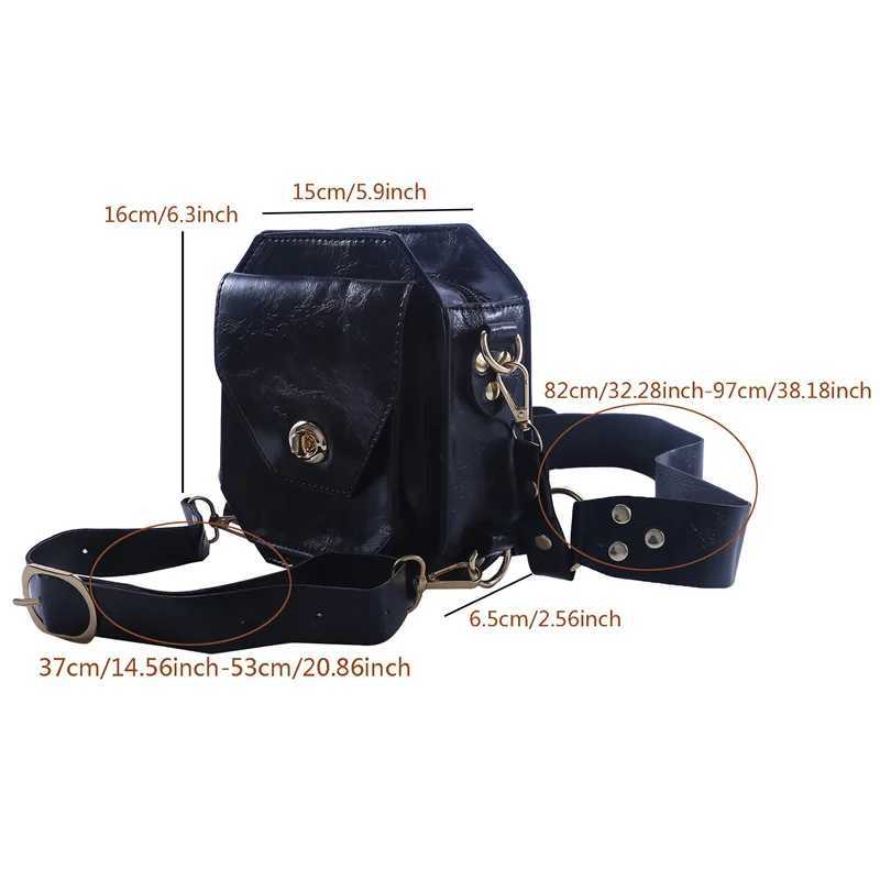 Pu small square bag womens backpack cross leg bag waist bag motorcycle side bag medieval knight personality prop Z250407