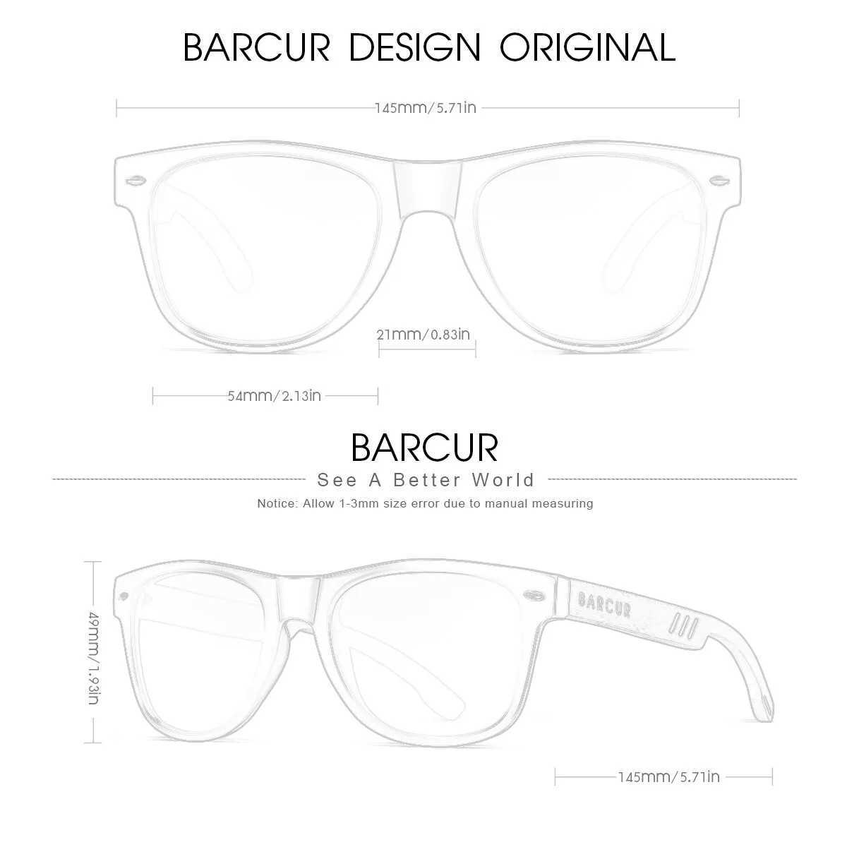 BARCUR Design Wooden Sunglasses for Men Natural Walnut Sunglasses for Women Polarized Sunglasses UV Protective Sunglasses W250408