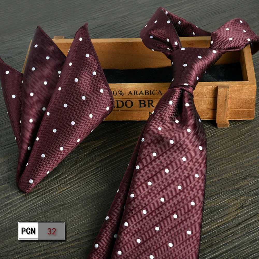 Wine Red 8cm Mens Formal Tie And Square Scarf 2-Piece Set for Business And Wedding X250407