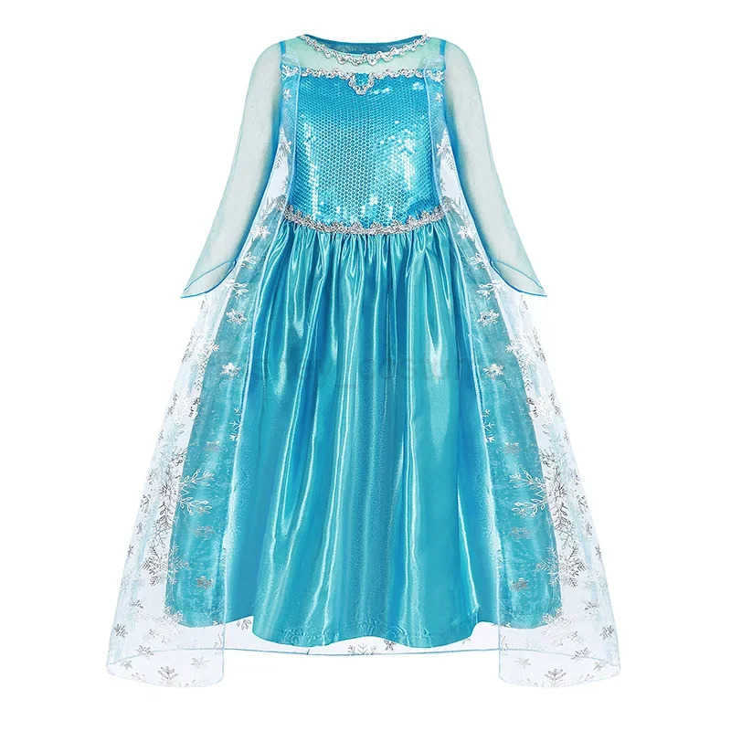 Disney Kids Cosplay Elsa Anna Princess Dress Girls Mesh Ball Gown Halloween Carnival Birthday Clothes Snow Queen Frozen Costume X250408