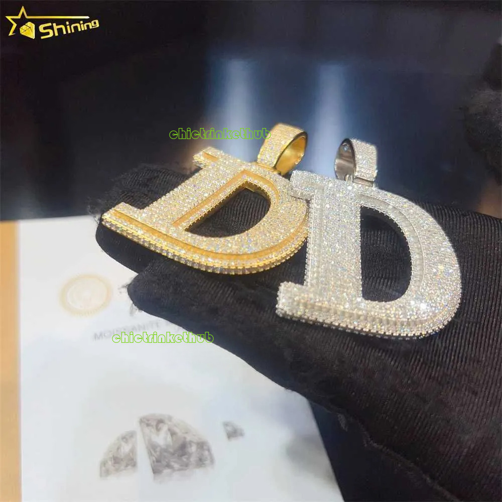 High Quality Bg Sier Fully Iced Out Custom Letter D Moissanite Hip Hop Pendant For Men