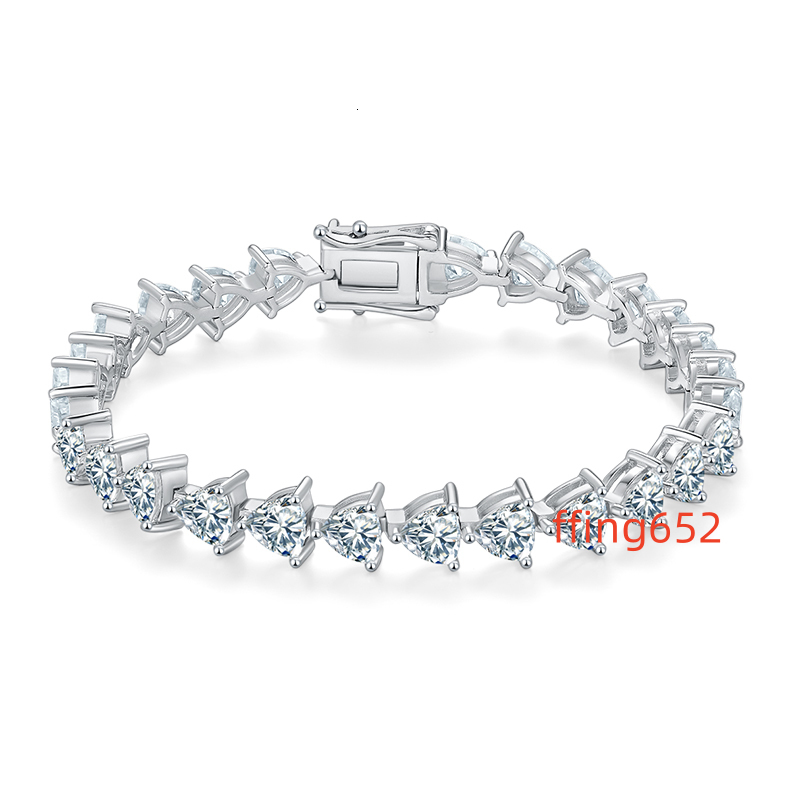 Best Gift Factory Price Mossanite Triangle Tennis Chain for Women Men Gift S925 Silver Moissanite Diamond Tennis Chain Bracelet
