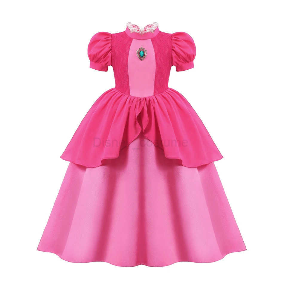 Disney Peach Cosplay Dress Girl Movie Role Playing Princess Fancy Carnival Birthday Party Outfits Children 2-10y Pink Queen Vestidos X250408