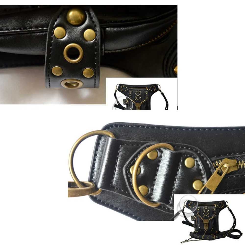 Steampunk waist and leg bag womens Victorian style load bag motorcycle thick hip belt bag letter shoulder bag Z250407