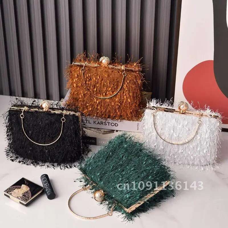 Bury Shoulder Tassels Designer Handbag 2023 Top Quality Pearl Buckle Women Evening Bag Tote Crossbody Party Purse
