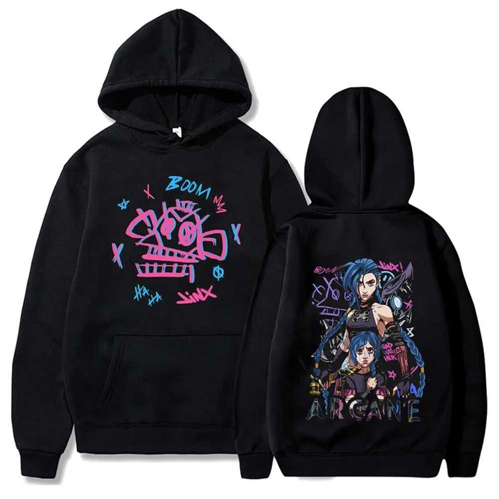 Anime Arcane Jinx Hoodie Graffiti Cartoon Hoodie Harajuku Hip Hop Sportswear Pullover Unisex Hoodie Fan Gift Street Clothing W250408