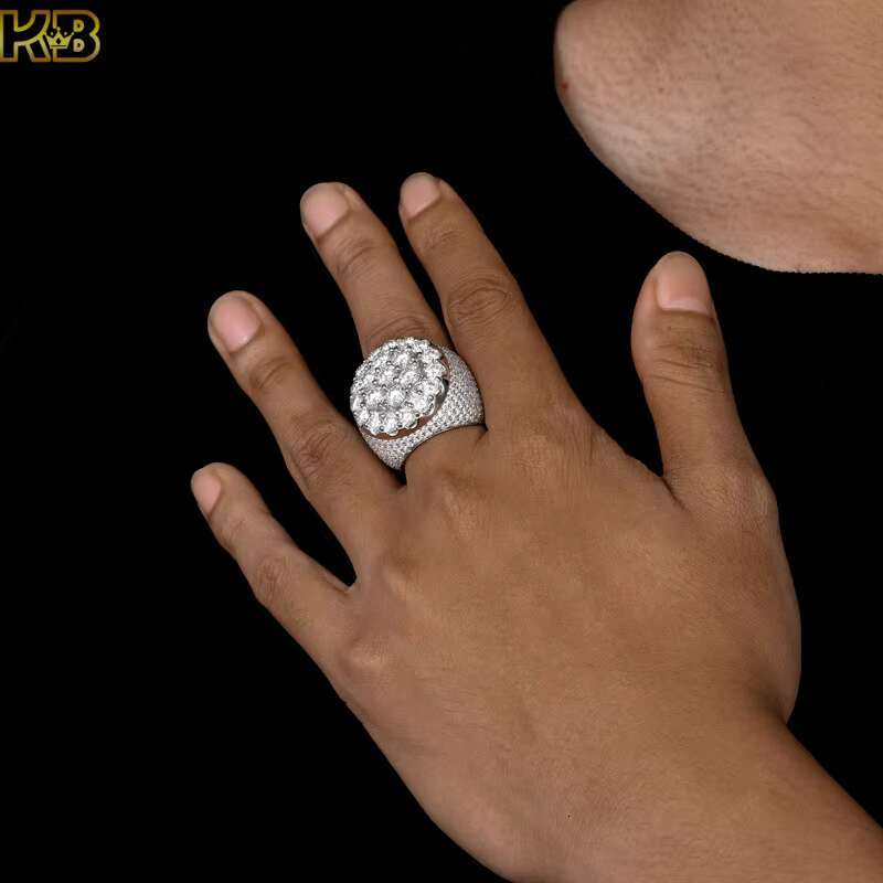 Moissanite Hip Hop Ring 925 Sterling Silver Iced Out Diamond VVS Design Luxury Statement Jewelry for Men Women
