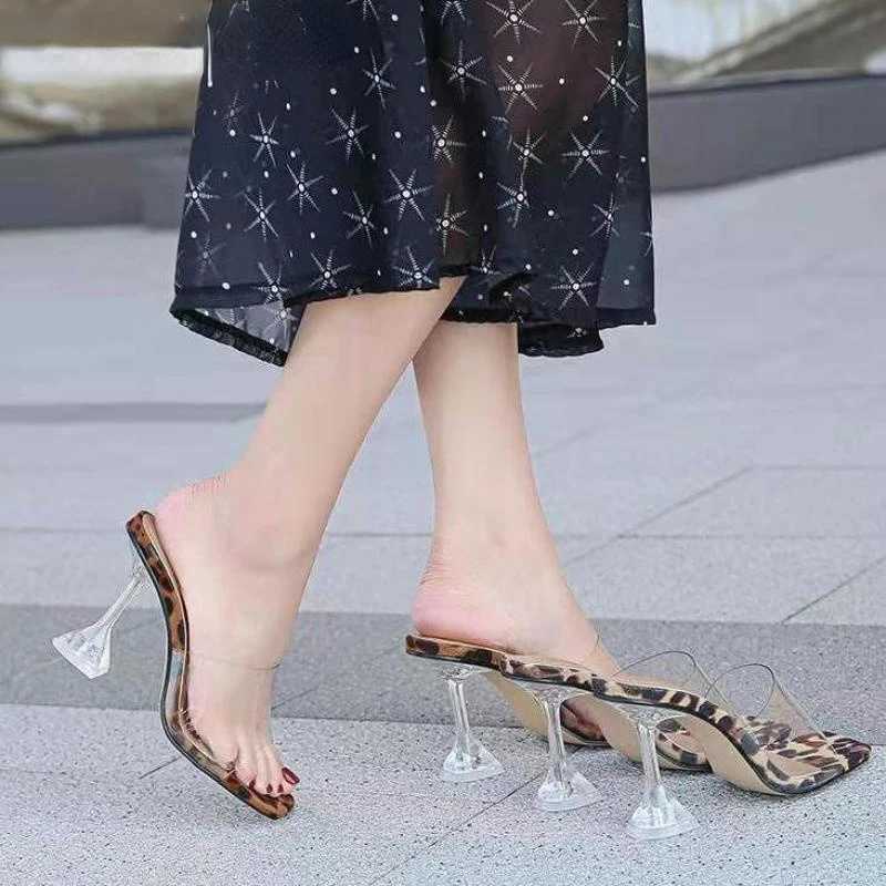 Transparent PVC sandals for women Pointed transparent crystal cup high heels slim heels sexy pump summer shoes wet toe womens pump size 43XJ250407