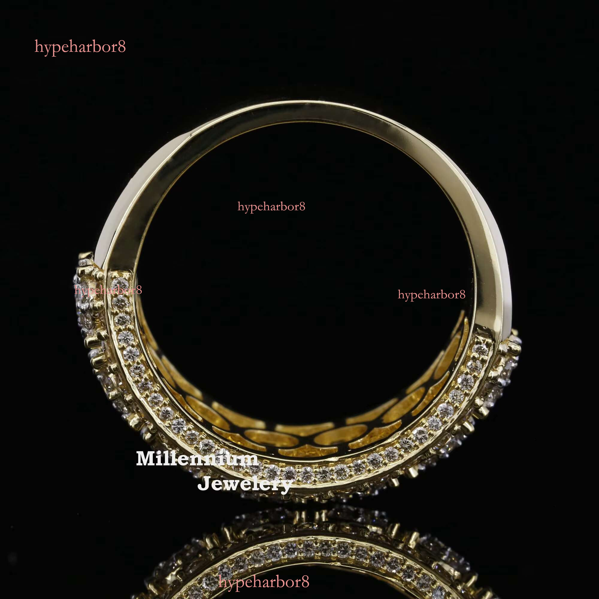 High quality sandstone gold-plated pure silver, hip-hop ice cold ring for women, priced at
