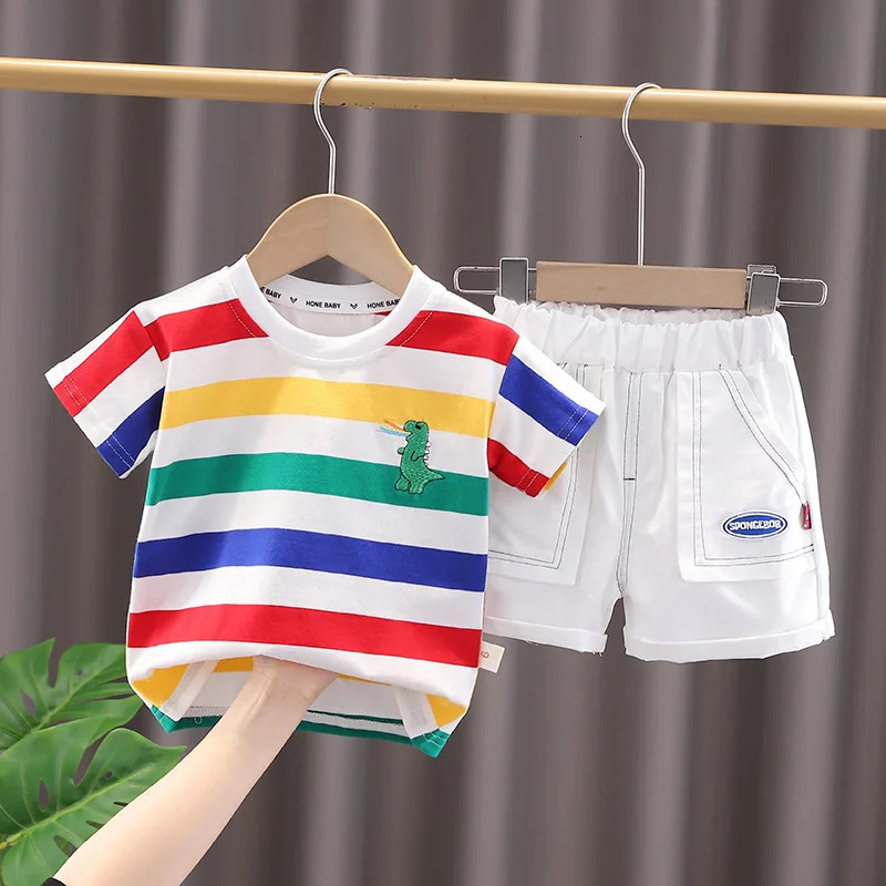 Summer Cute Cartoon Dinosaur Fashion Children O-neck T-shirtShortsBag Toddler Baby Boys Girls Clothes Set Kids Tracksuits 250407