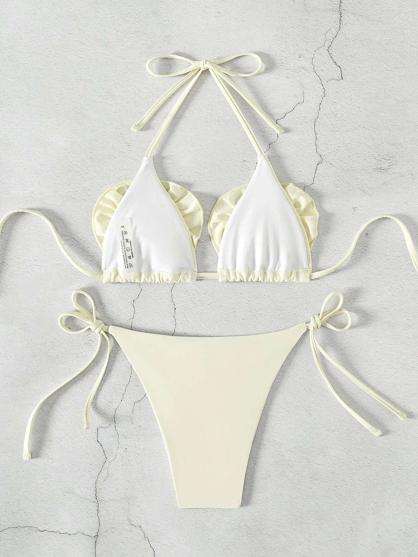 Dongdumaoyi Sexy D Flower Bikini Set Women New White Push Up Beach Vacation Two Piece Backless Swimsuit Summer Lace Up Thong Swimwear