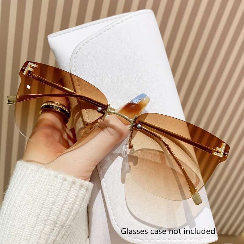 Frameless Square Fashion Trend Cutting Edge Large Frame Women's Letters F Street Shot Sunglasses 90268
