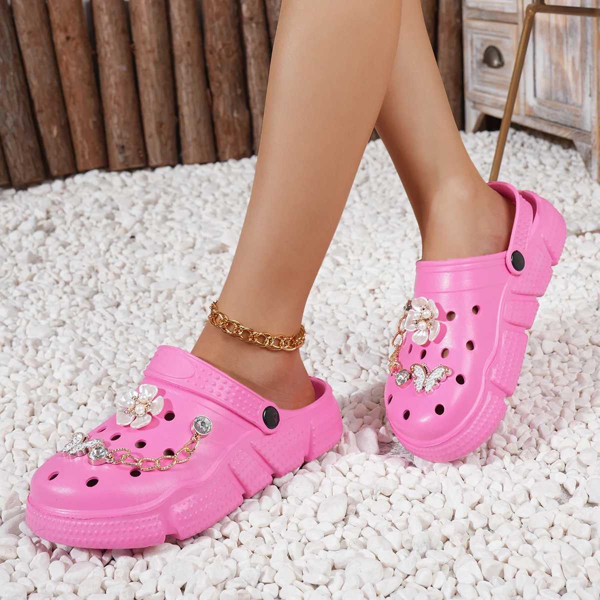 Womens floral and Rhine decorations soft bottomed platform leisure garden slide summer N-Slip beachXJ250407