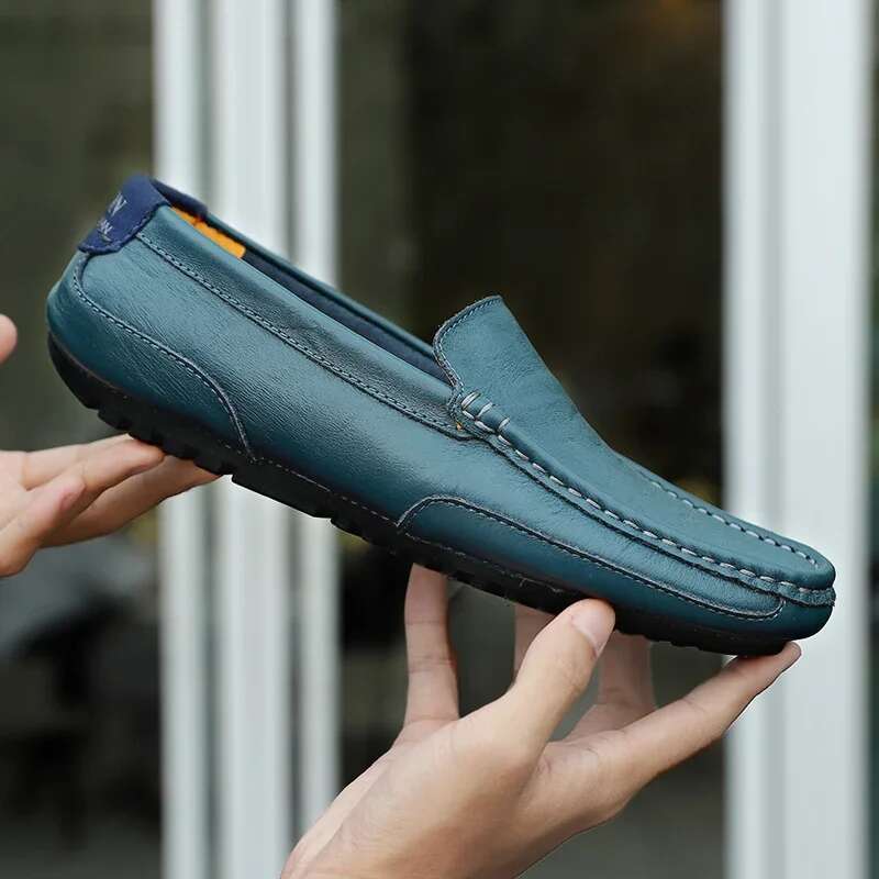 Genuine Breathable Mocasines Casual Loafers Leather Shoes For Men Slip On Formal Italian Driving Flat Chaussure Homme