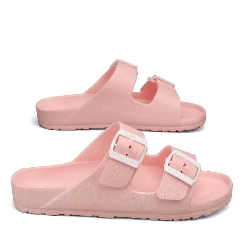 Ultra Light Slippers With Double Buckle Men Women Slides Lightweight EVA Quality Clogs Garden Shoes Beach Slip On SandalsC250418