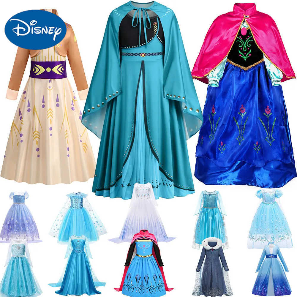 Disney Little girl Elsa movie role-playing white sequin costume frozen 2 princess dress Anna coronation queen dress Halloween costume X250408