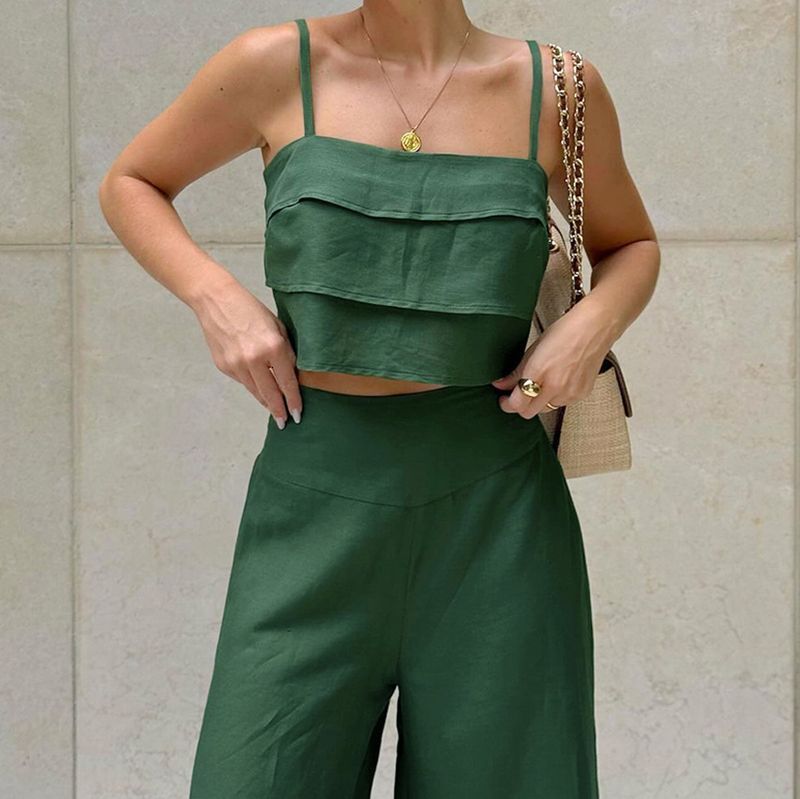 Women's Clothing High-Waisted Niche Slim-Fit Wide-Leg Pants Two-Piece
