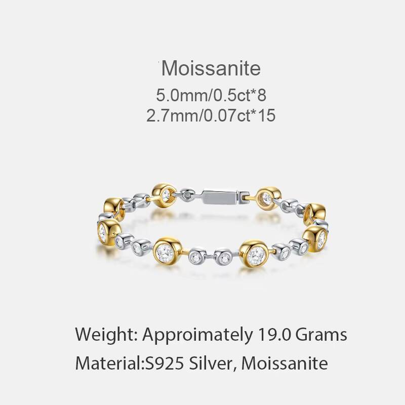 Different Stones Moissanite Bracelet Sterling 925 Silver Two Tone Plated Gra Certificate Bracelet Women Fine Jewelry Bracelet