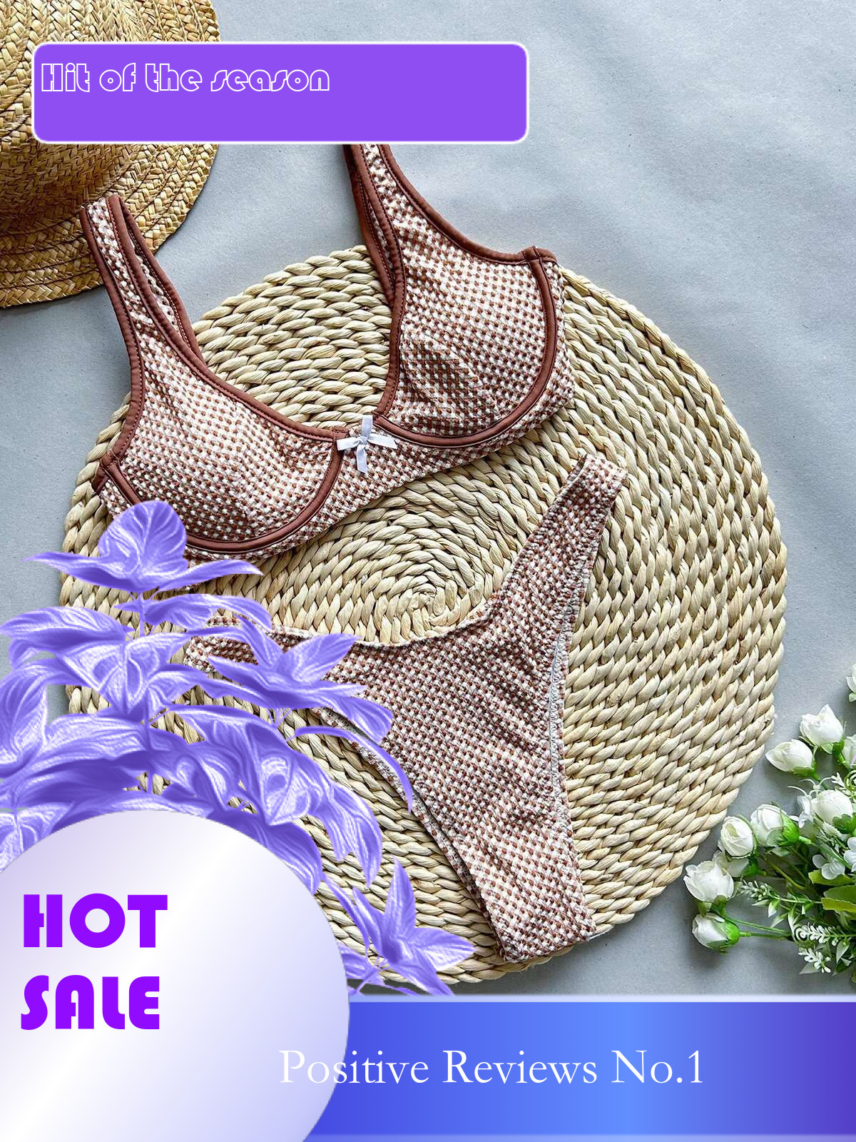 Dongdumaoyi Push Up Bikini Set Women Sexy Brown Plaid Underwire Swimwear Brazilian Beach Bathing Suit High Waist Swimsuit Traje De Ba O