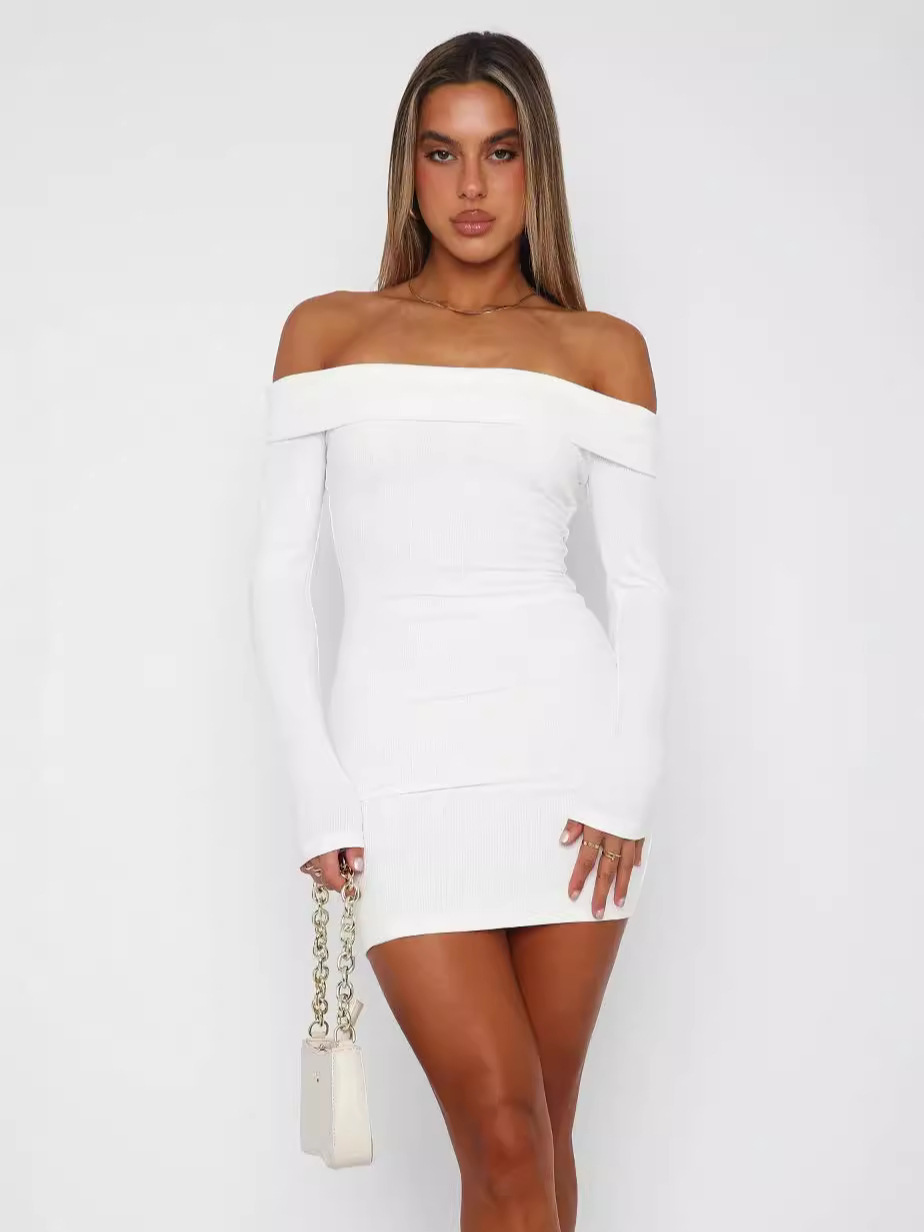 G44Chic Hot Girl Dress - Elegant One Shoulder Backless Gown for Women During Autumn and Winter Season