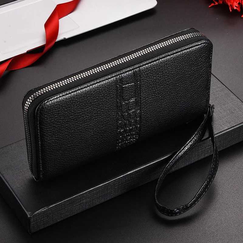 Men Leather Wallets Long Design Causal Purses Male Zipper Wallet Coin Card Holders Slim Money Bag High Capacity Case H2511071