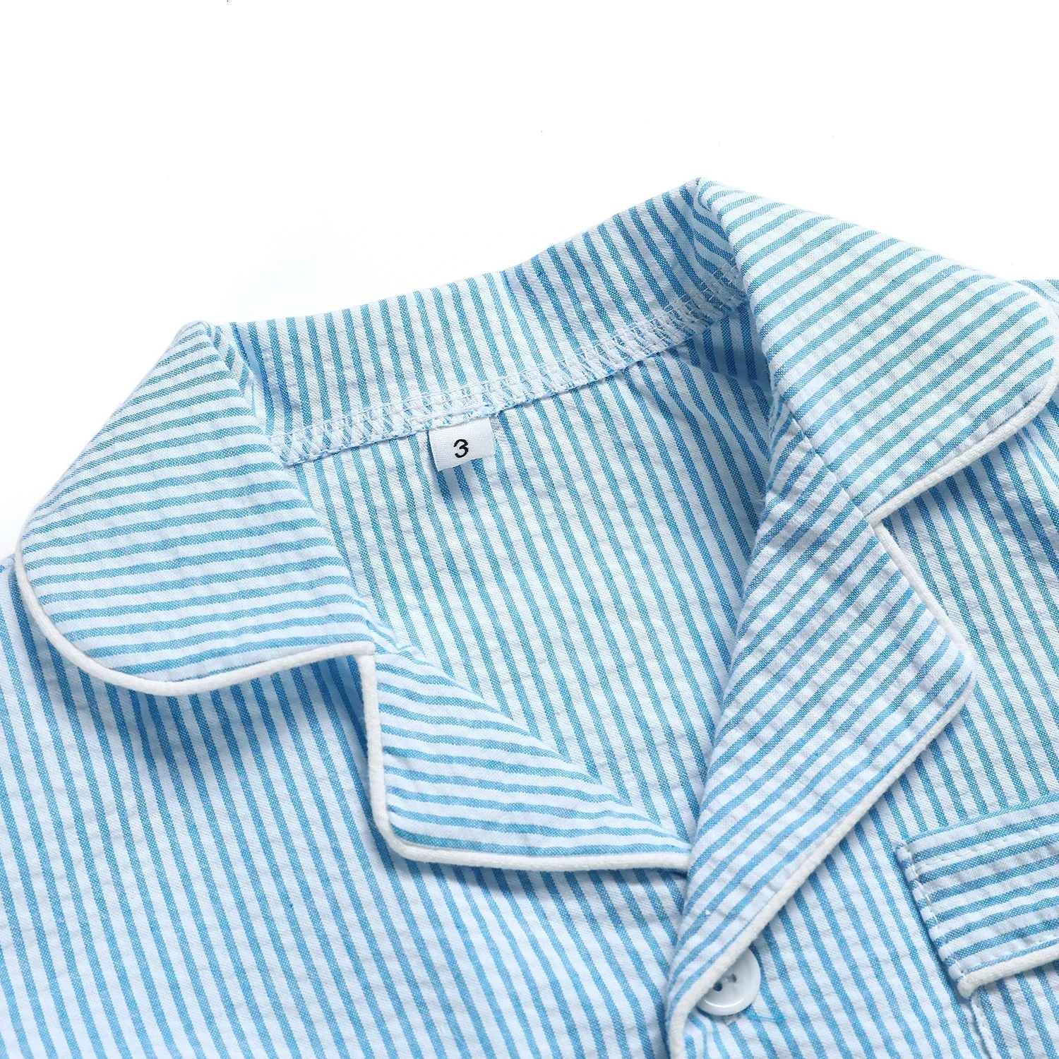 Ruffkids 100% Cotton Summer Kids Pajamas Sleepwear Seersucker Striped Matching Pjs Boys Clothes Loungewear Girls Pyjamas Set 250407