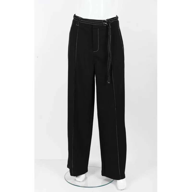 EOEN Fallow High Quality Trouser Suit Woman Lace-Up Belt Jackets And Slacks Ladies Detail Cutting Two-Piece Set 2025 Summer