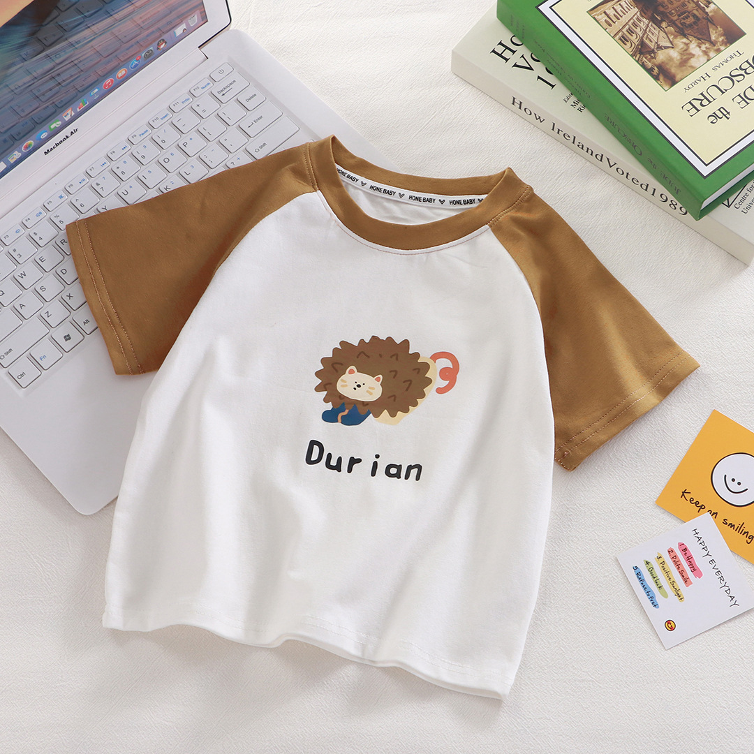 Ddmyshoesvip New Children S Short Sleeved T Shirt Baby Pure Cotton Raglan Sleeves Loose Cartoon Casual Top Summer